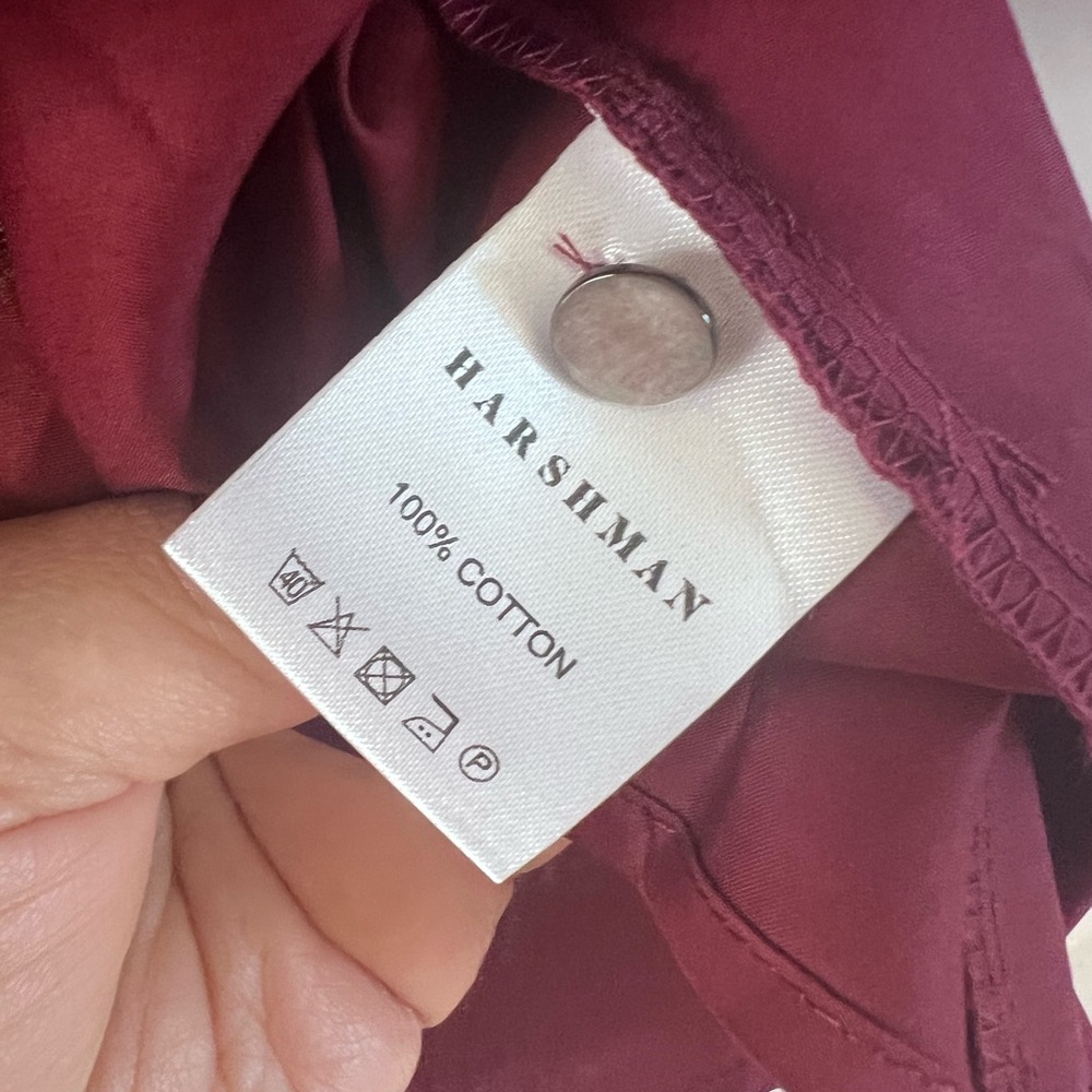 Harshman Liora Cotton Sateen Blouse Burgundy - Picture 10 of 11